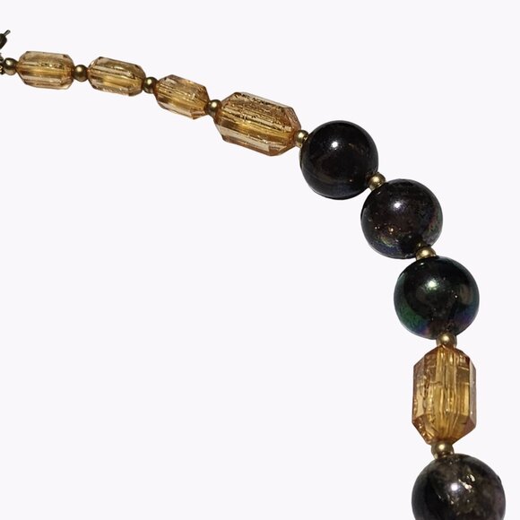 Artisan Tiger Eye Beaded Necklace Elegant Black Statement Fashion Jewelry Women - Picture 2 of 6